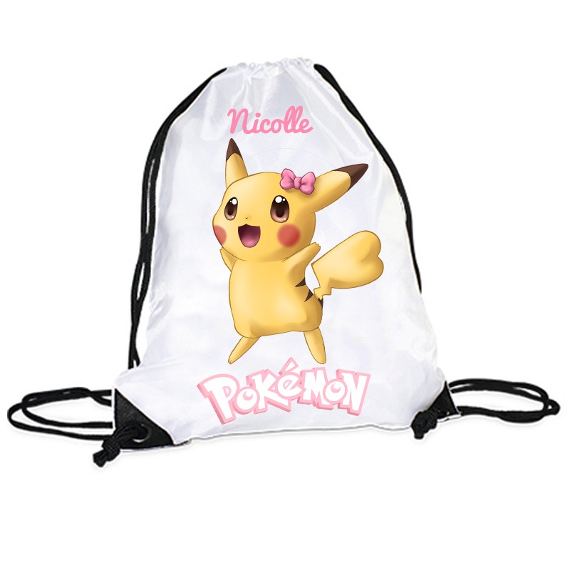 Sac à Dos Cordelette Personnalisé Pikachu Pokémon - Sac Cordon Personnalisé  Pokémon Pikachu