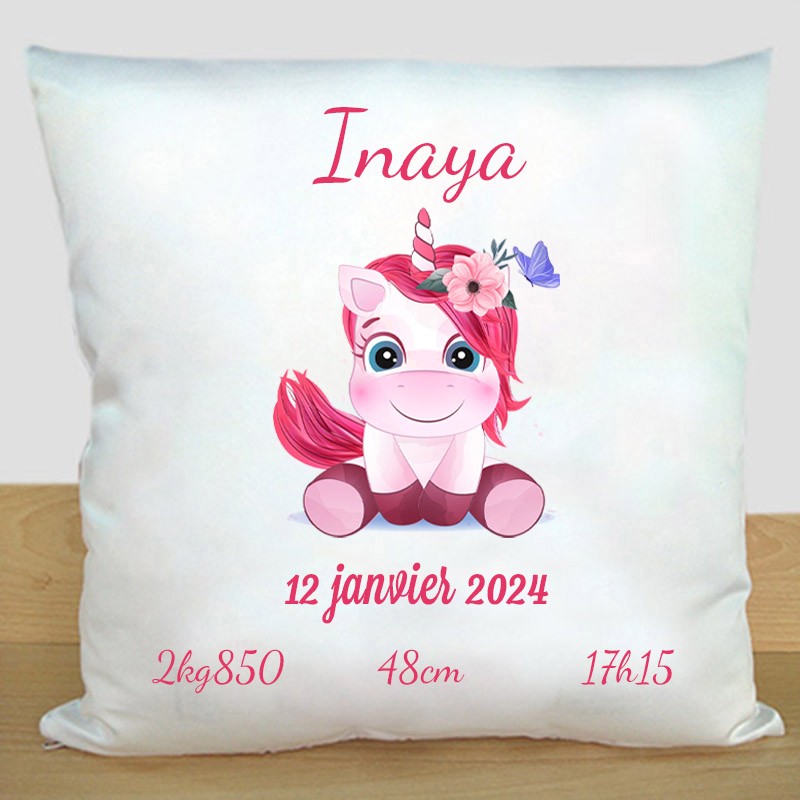 Coussin naissance licorne