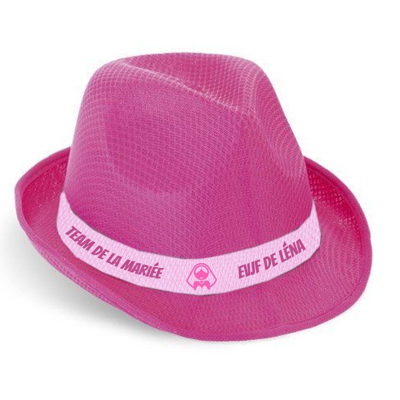 chapeau rose bande rose