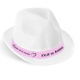 chapeau blanc rose evjf