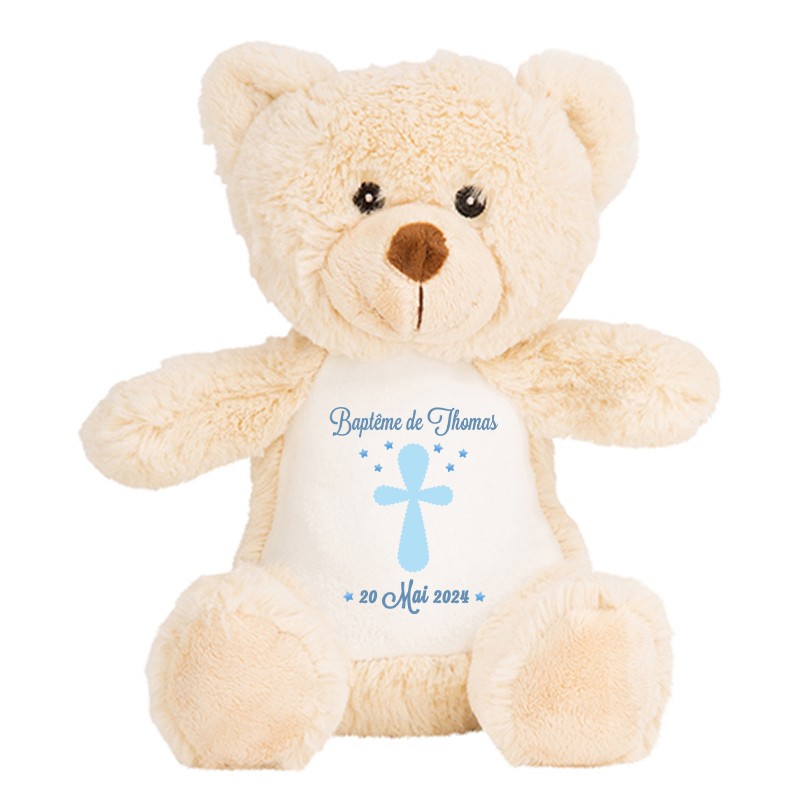 Peluche ours baptême