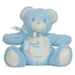 peluche ours bleu baptême