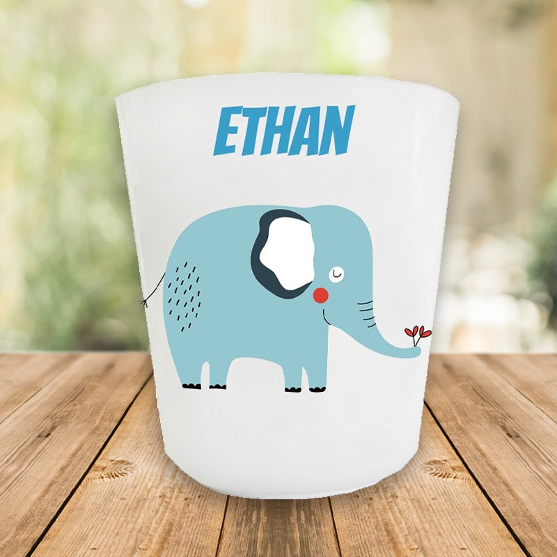 Gobelet enfant personnalisé éléphant - Verre scolaire avec prénom