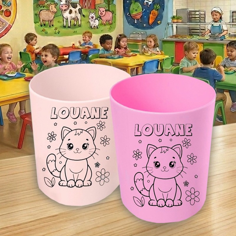 Gobelet enfant personnalisé avec prénom - Verre incassable cantine