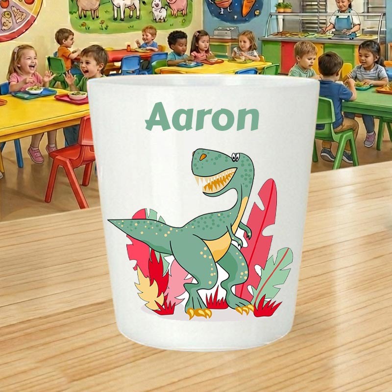 Gobelet enfant personnalisé dinosaure - Verre cantine avec prénom