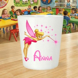 Gobelet enfant personnalisé Fée clochette - Verre scolaire avec prénom