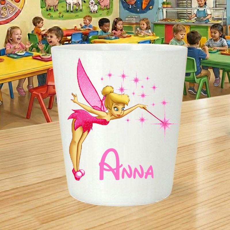 Gobelet enfant personnalisé Fée clochette - Verre scolaire avec prénom