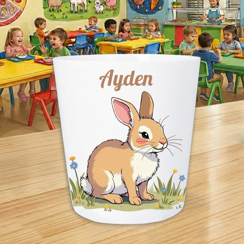 Gobelet enfant personnalisé lapin - Verre scolaire prénom