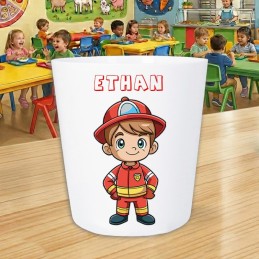 Gobelet enfant personnalisé pompier - Verre scolaire prénom
