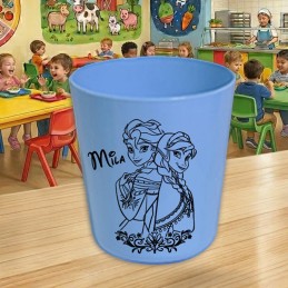 Gobelet enfant bleu personnalisé Reine des neiges - Verre maternelle avec prénom