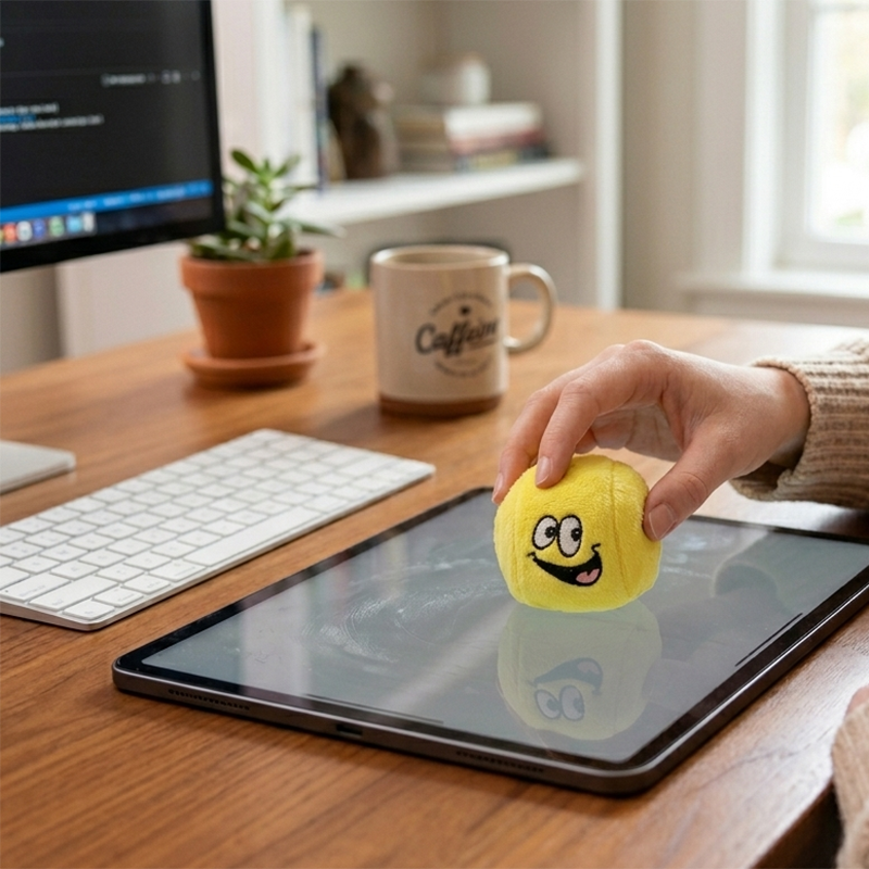 Balle de tennis peluche nettoyeur d'écran