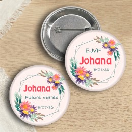 Badge EVJF personnalisée floral