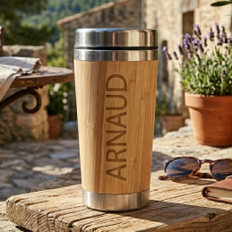 gobelet isotherme en bambou personnalisé