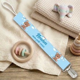 Attache tétine personnalisée ourson