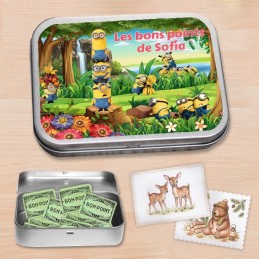 Boite à bon points Minions personnalisée - Boite à images prénom