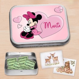 Boite à bon points Minnie personnalisée - Boite à images prénom