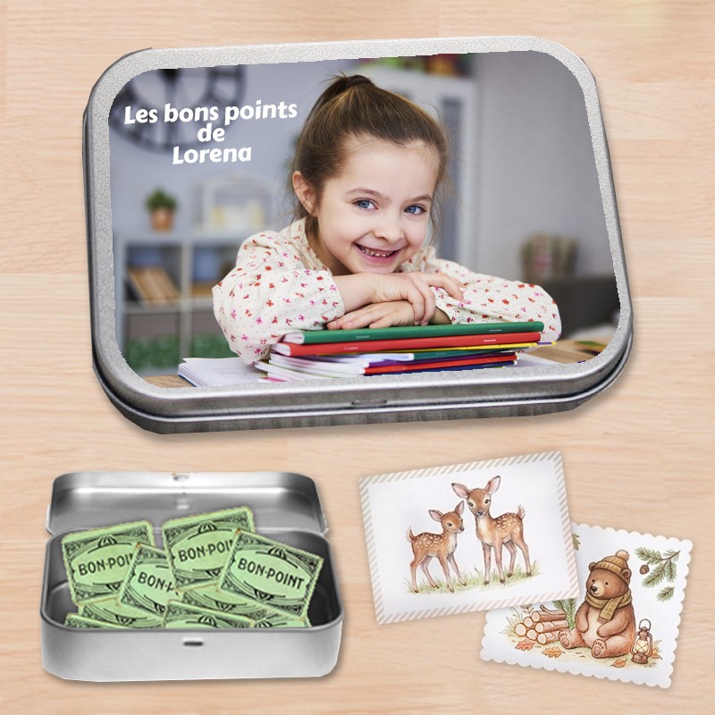 Boite à bons points personnalisée Photo - Boite à images prénom