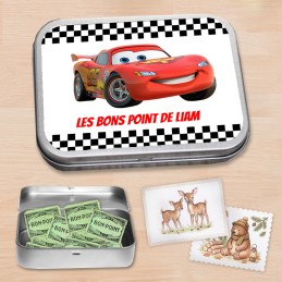 Boite à bons points Cars personnalisée - Boite à image prénom
