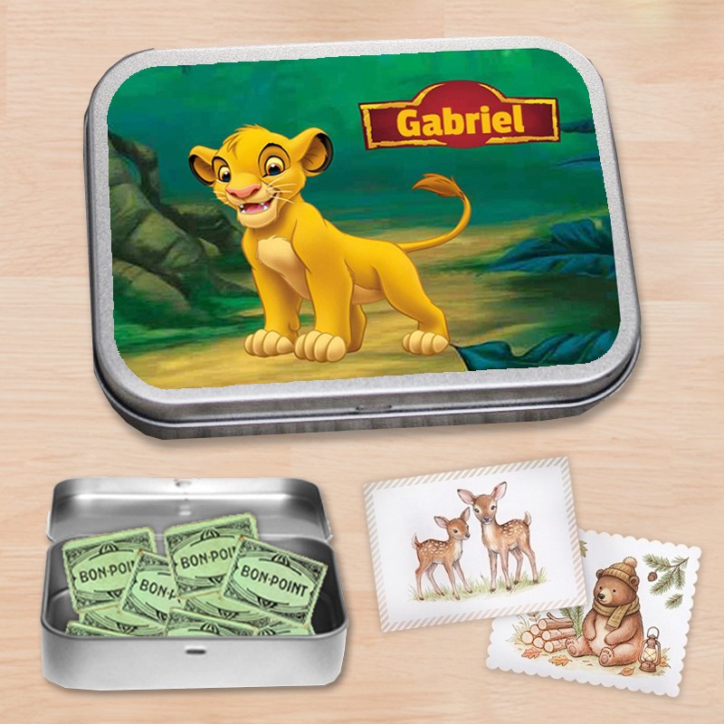 Boite à bons points Le roi lion personnalisée - Boite à images prénom