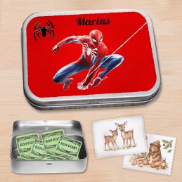 Boite à bons points Spiderman personnalisée - Boite à images prénom