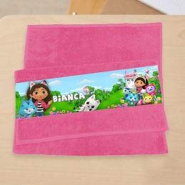 Serviette visage enfant personnalisée Gabby chat