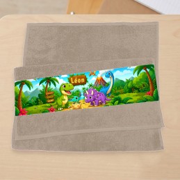 Serviette visage enfant personnalisée dinosaures