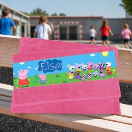 Serviette visage enfant Peppa Pig personnalisée