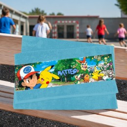 Serviette visage enfant sport école Pokémon personnalisée