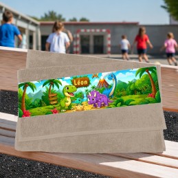 Serviette visage sport école dinosaure personnalisée
