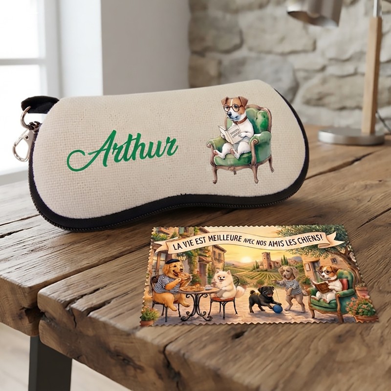 Etui lunettes chiens