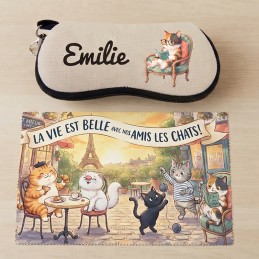 Etui lunettes chats