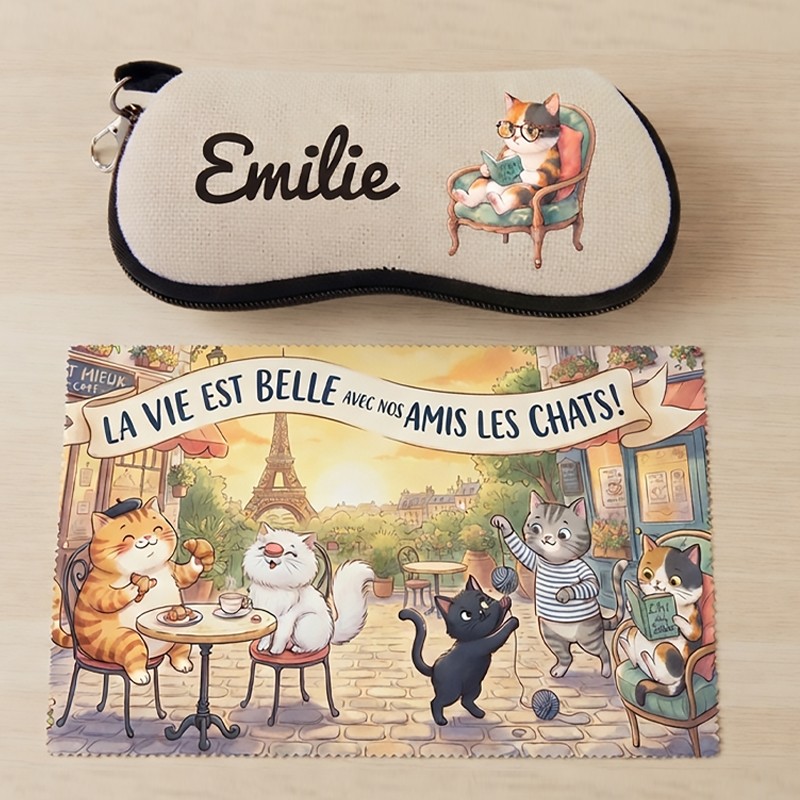 Etui lunettes chats