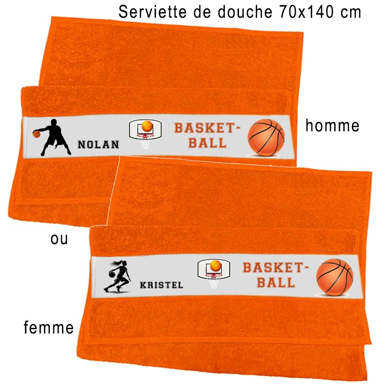 Serviette de douche basket-ball personnalisée