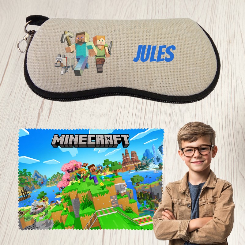 Étui et essuie à lunettes Minecraft personnalisé