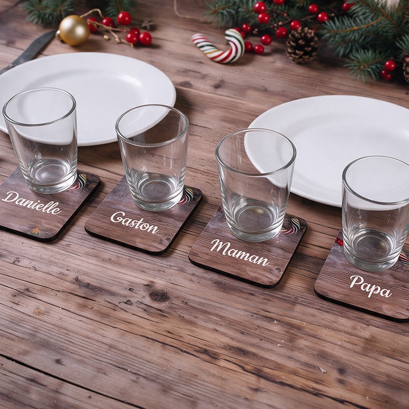 Sous-verre personnalisé marque place Noël