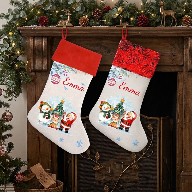 Chaussette de Noël Personnalisée : La magie des fêtes au prénom de toute la famille