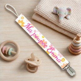 Attache-Tétine Personnalisée avec prénom pour bébé : marguerite