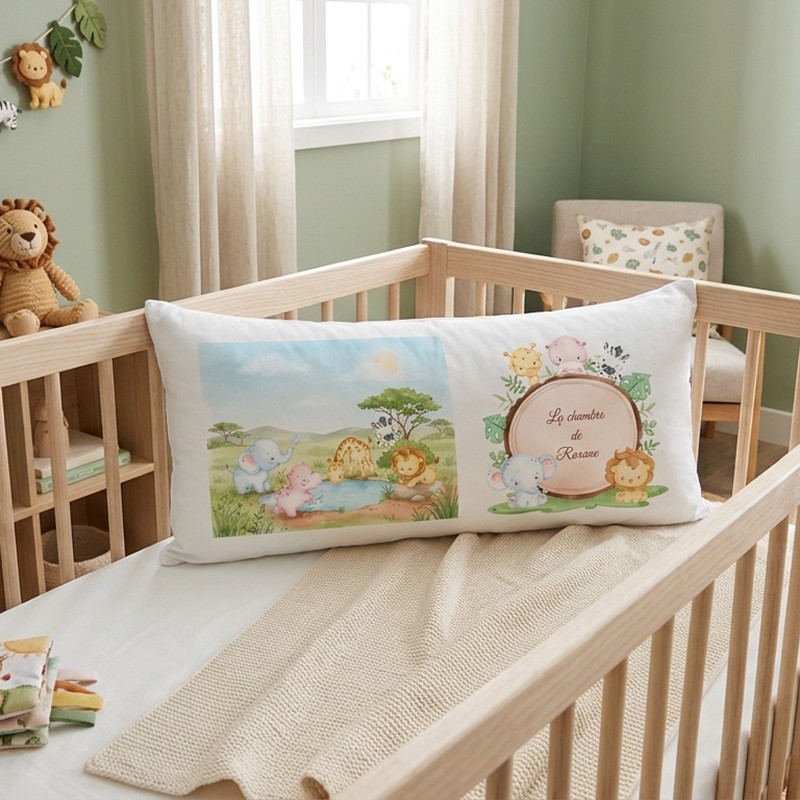 Coussin Bébé Personnalisé Animaux Savane