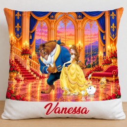 Coussin La Belle et la Bête personnalisé