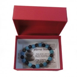 bracelet perles de lave et obsidienne