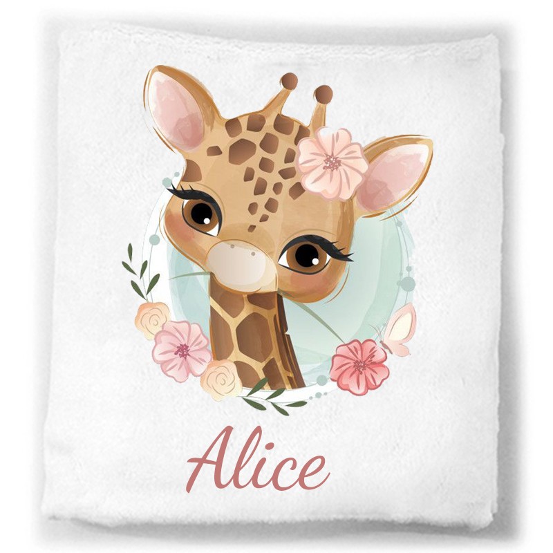 Couverture Bébé Personnalisée Girafe - Cadeau Naissance Personnalisé Girafe