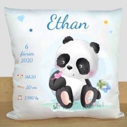 coussin de naissance personnalisable panda - Le monde de Bibou