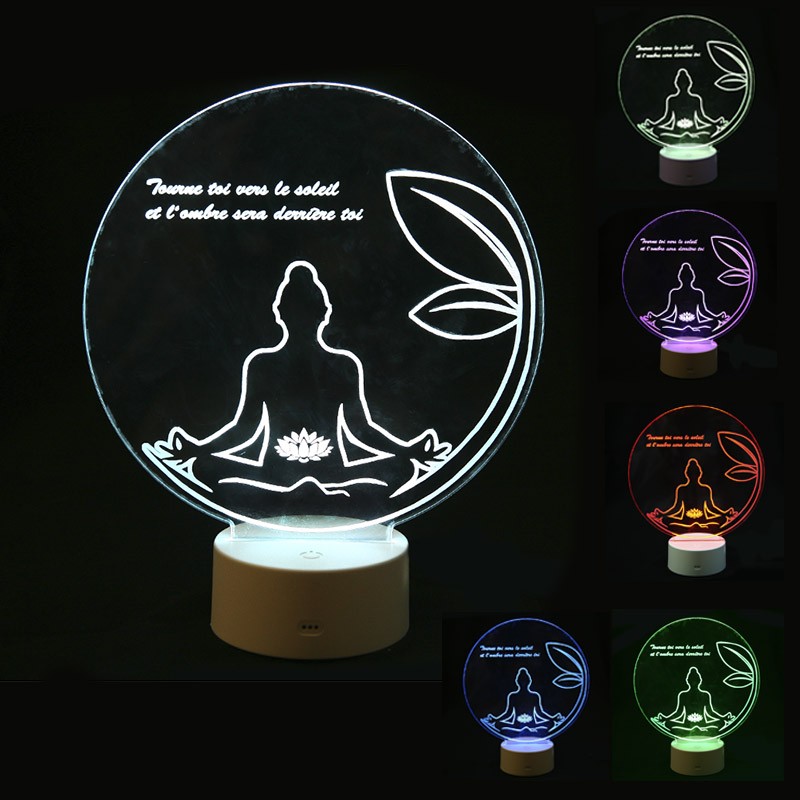 Lampe personnalisée Zen - Veilleuse 3D Zen Personnalisée - Lampe Led 3D Zen  Personnalisée
