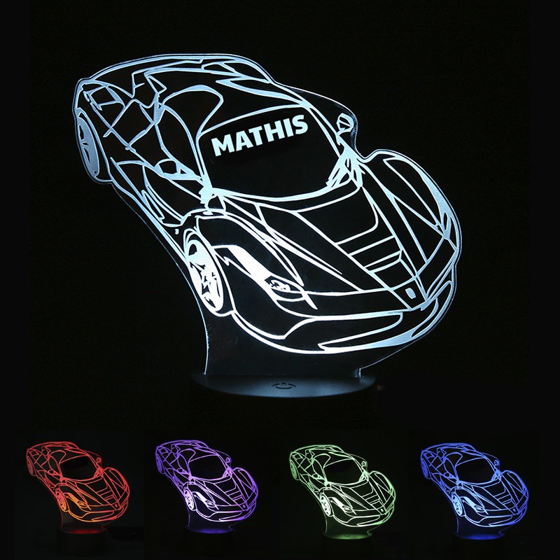Lampe Led 3D Personnalisée Voiture Ferrari - Lampe Veilleuse 3D Voiture -  Veilleuse Led Voiture Ferrari