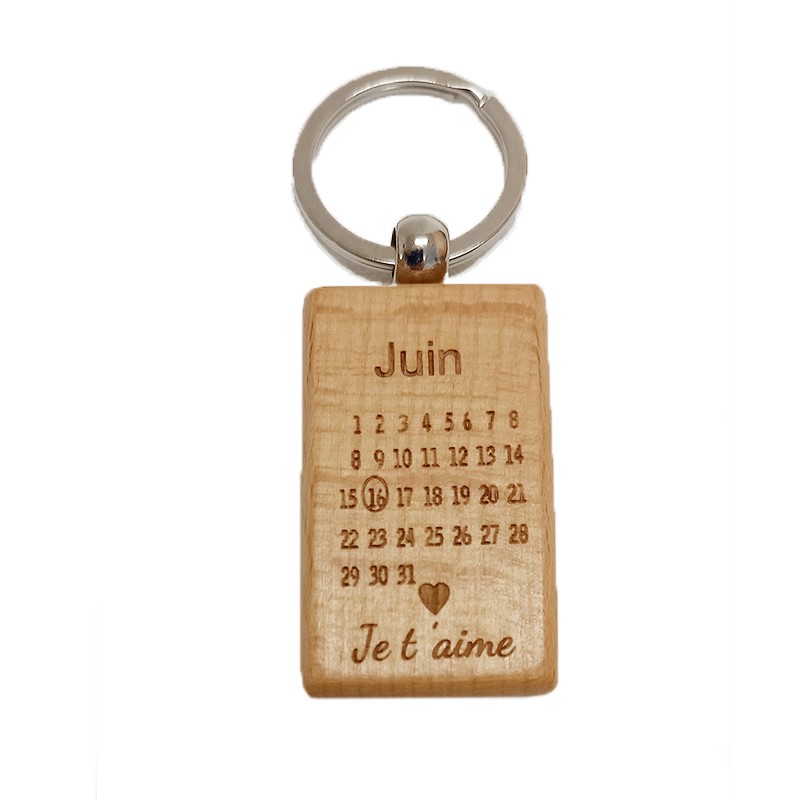 Porte clefs personnalisé, gravé sur mesure avec votre texte, adresse,  prénom, rectangle en bois
