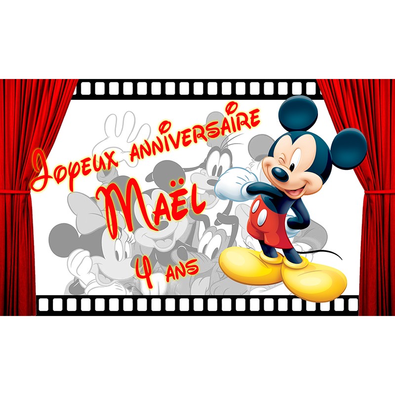 Banderole Anniversaire Personnalisée - Poster anniversaire personnalisé -  Affiche Anniversaire Mickey personnalisée