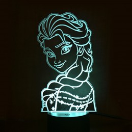 Lampe Reine des Neiges Personnalisée - Lampe Led 3D Reine des Neiges -  Veilleuse Reine des Neiges personnalisée