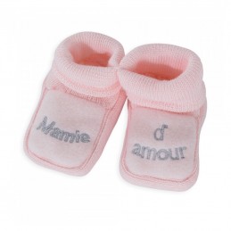 Chaussons bébé rose 50% Maman 50% Papa