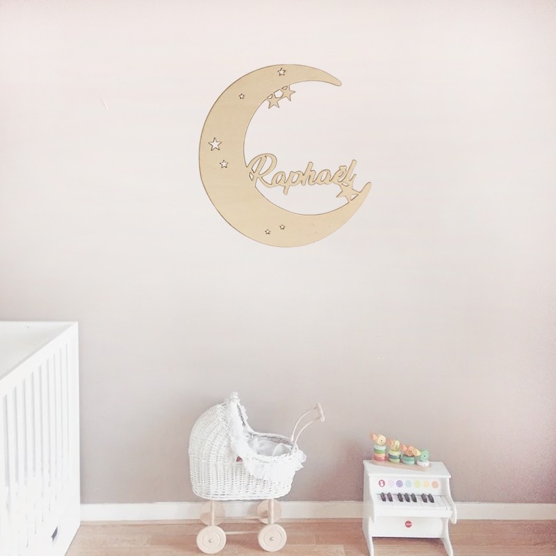 Sticker Prénom avec décor étoiles - Décoration de porte chambre enfant