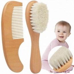 Set brosse et peigne en bois pour bébé à personnaliser